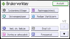 Illustrasjon av betjeningspanelet