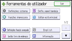 Ilustração do ecrã do painel de operação