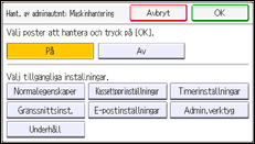 Bild av användarpanelens skärm