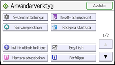 Bild av användarpanelens skärm