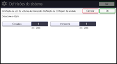 Ilustração da tela do painel de operação
