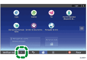 Ilustração da tela do painel de operação