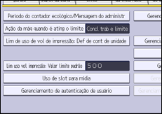 Ilustração da tela do painel de operação
