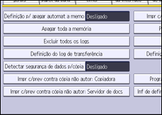 Ilustração da tela do painel de operação