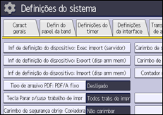 Ilustração da tela do painel de operação