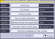 Ilustração da tela do painel de operação