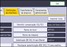 Ilustração da tela do painel de operação
