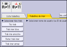 Ilustração da tela do painel de operação