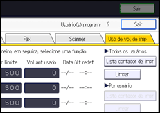 Ilustração da tela do painel de operação