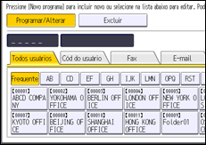Ilustração da tela do painel de operação