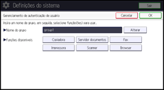 Ilustração da tela do painel de operação