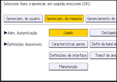Ilustração da tela do painel de operação