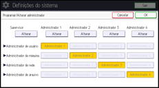 Ilustração da tela do painel de operação