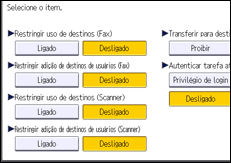Ilustração da tela do painel de operação