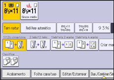 Ilustração da tela do painel de operação