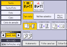 Ilustração da tela do painel de operação