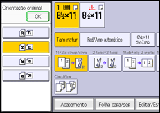 Ilustração da tela do painel de operação