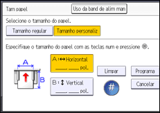 Ilustração da tela do painel de operação