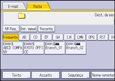 Ilustração da tela do painel de operação