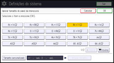 Ilustração da tela do painel de operação