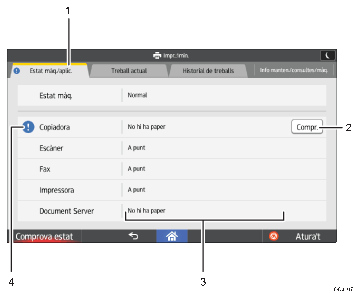 Il·lustració de crida numerada de la pantalla del panell d'operacions