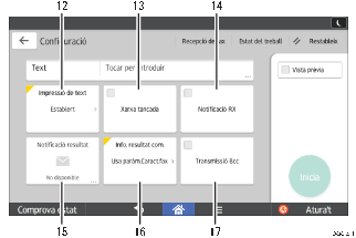 Il·lustració explicativa i numerada de la pantalla del panell d'operacions.
