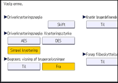 Illustration af displayet på betjeningspanelet