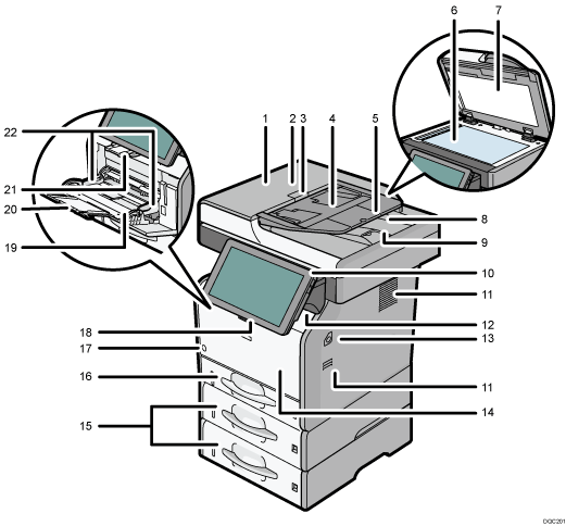 Nummereret illustration af hovedenheden