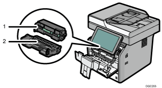 Nummereret illustration af de indvendige dele