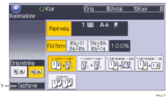 Nummereret illustration af skærmbilledet på betjeningspanelet