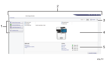 Nummereret illustration af webbrowser-skærm