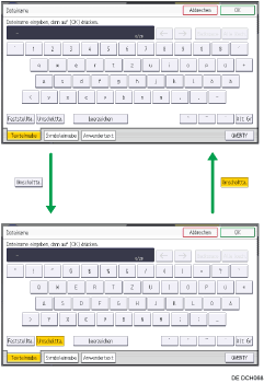 Abbildung der Tasten