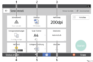 Nummerierte Abbildung Bedienfeld-Display