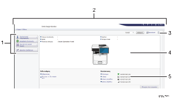 Απεικόνιση οθόνης προγράμματος περιήγησης με αριθμημένες επεξηγήσεις