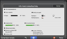 Ilustración de la pantalla panel de mandos