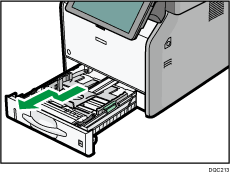 Ilustración de la parte frontal de la máquina