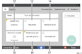 Ilustración con llamadas numeradas de la pantalla del panel de mandos