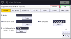 Ilustración de la pantalla panel de mandos