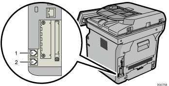 Ilustración de la conexión de una línea de teléfono, ilustración con llamadas numeradas