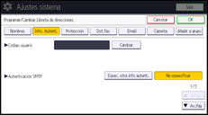 Ilustración de la pantalla panel de mandos