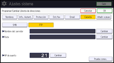 Ilustración de la pantalla panel de mandos