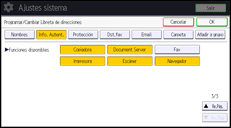 Ilustración de la pantalla panel de mandos