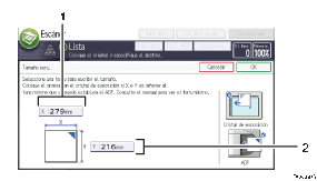 Ilustración con llamadas numeradas de la pantalla del panel de operaciones
