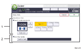 Ilustración con llamadas numeradas de la pantalla del panel de operaciones