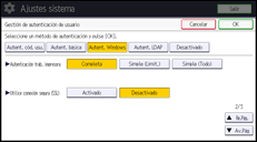 Ilustración de la pantalla panel de mandos