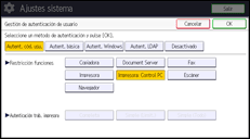 Ilustración de la pantalla panel de mandos