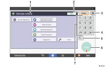 Käyttöpaneelin numeroitu näyttö