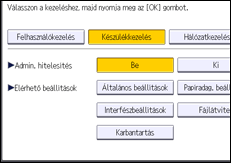 A kezelőpanel ismertetése