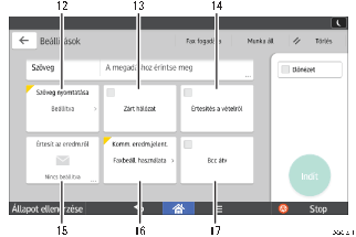 Kezelőpanel képernyőjének számozott jelölésű illusztrálása