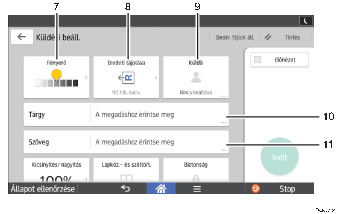 Kezelőpanel képernyőjének számozott jelölésű illusztrálása